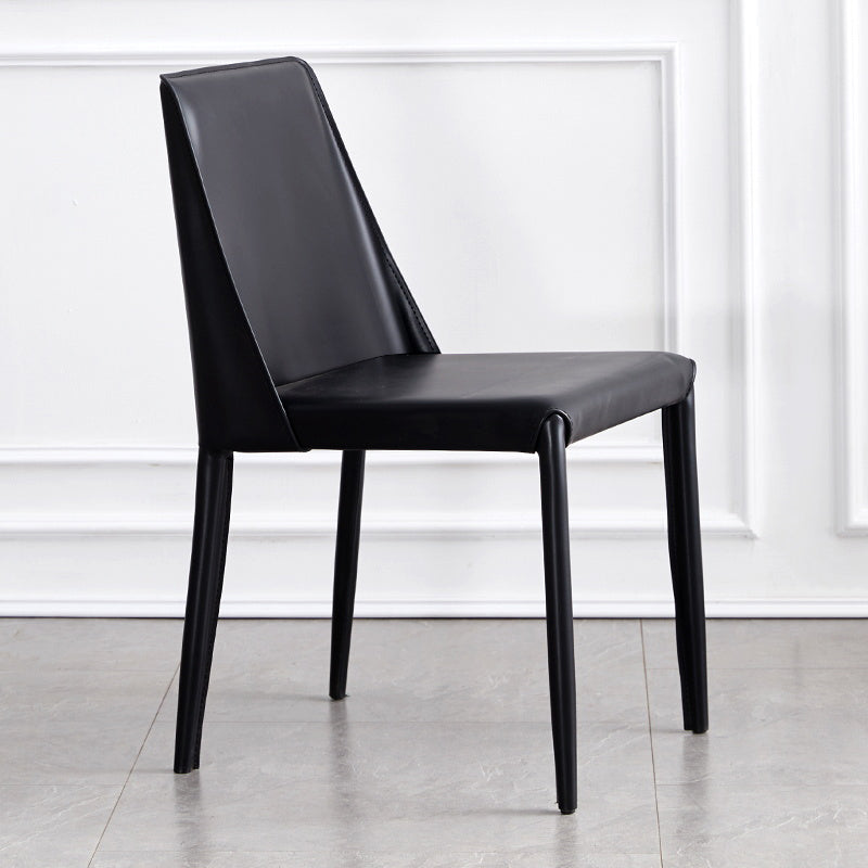 Faux Leather Contemporary Dining Chair Matte Finish Solid Back Dining Chair Black 1 Piece Clearhalo ' kitchen&dining_furn' 'Dining Chairs' 'Dining Tables & Seating' 'dining_chair' 'furn' 'furn_dining_chair' 'Furniture' 'furniture_dining_chair' 'Kitchen & Dining Furniture' 'kitchen' 3597535