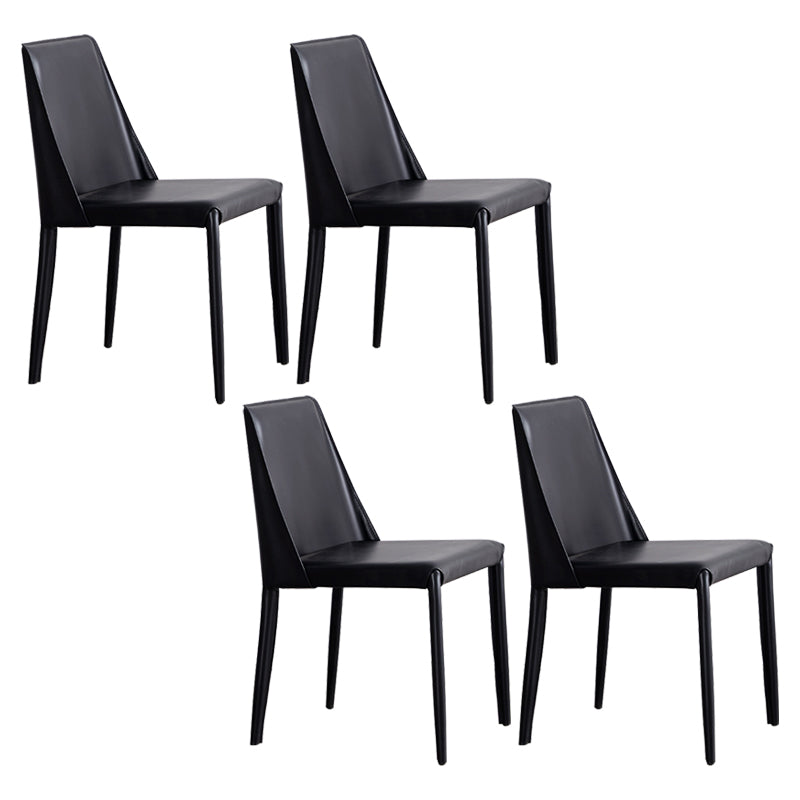 Faux Leather Contemporary Dining Chair Matte Finish Solid Back Dining Chair Black 4 Piece Set Clearhalo ' kitchen&dining_furn' 'Dining Chairs' 'Dining Tables & Seating' 'dining_chair' 'furn' 'furn_dining_chair' 'Furniture' 'furniture_dining_chair' 'Kitchen & Dining Furniture' 'kitchen' 3597540