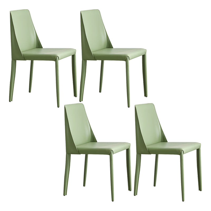 Faux Leather Contemporary Dining Chair Matte Finish Solid Back Dining Chair Green 4 Piece Set Clearhalo ' kitchen&dining_furn' 'Dining Chairs' 'Dining Tables & Seating' 'dining_chair' 'furn' 'furn_dining_chair' 'Furniture' 'furniture_dining_chair' 'Kitchen & Dining Furniture' 'kitchen' 3597544