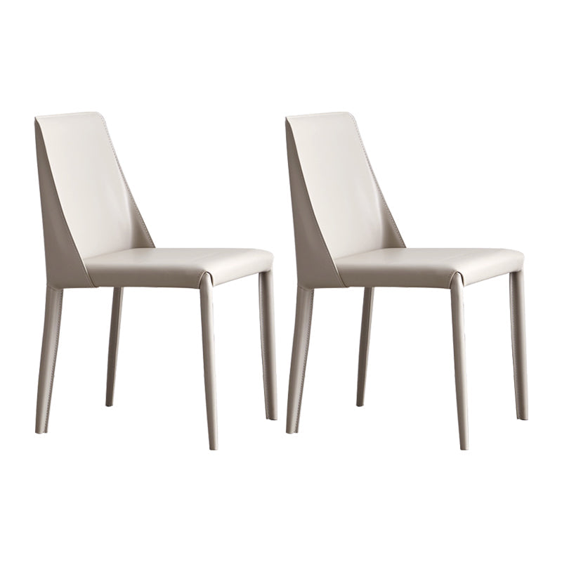 Faux Leather Contemporary Dining Chair Matte Finish Solid Back Dining Chair Light Gray 2 Piece Set Clearhalo ' kitchen&dining_furn' 'Dining Chairs' 'Dining Tables & Seating' 'dining_chair' 'furn' 'furn_dining_chair' 'Furniture' 'furniture_dining_chair' 'Kitchen & Dining Furniture' 'kitchen' 3597546