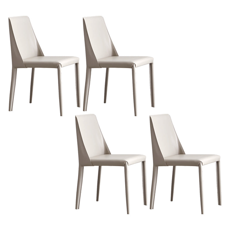 Faux Leather Contemporary Dining Chair Matte Finish Solid Back Dining Chair Light Gray 4 Piece Set Clearhalo ' kitchen&dining_furn' 'Dining Chairs' 'Dining Tables & Seating' 'dining_chair' 'furn' 'furn_dining_chair' 'Furniture' 'furniture_dining_chair' 'Kitchen & Dining Furniture' 'kitchen' 3597547