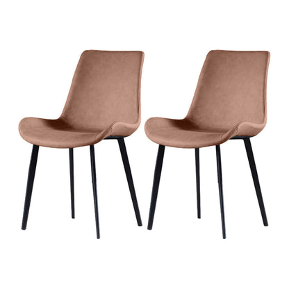 Contemporary Dining Chairs Kitchen Faux Leather Parsons Chair with Carbon Steel Legs Brown Set of 2 Clearhalo ' kitchen&dining_furn' 'Dining Chairs' 'Dining Tables & Seating' 'dining_chair' 'Furniture' 'furniture_dining_chair' 'Kitchen & Dining Furniture' 'kitchen' 3597558