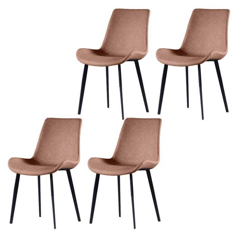 Contemporary Dining Chairs Kitchen Faux Leather Parsons Chair with Carbon Steel Legs Brown Set of 4 Clearhalo ' kitchen&dining_furn' 'Dining Chairs' 'Dining Tables & Seating' 'dining_chair' 'Furniture' 'furniture_dining_chair' 'Kitchen & Dining Furniture' 'kitchen' 3597559