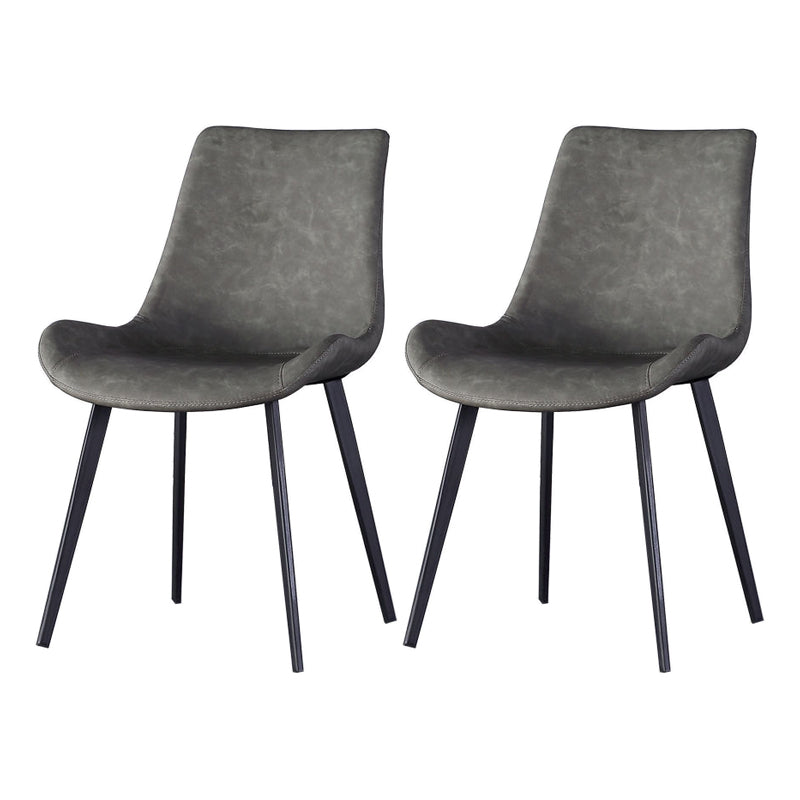 Contemporary Dining Chairs Kitchen Faux Leather Parsons Chair with Carbon Steel Legs Grey Set of 2 Clearhalo ' kitchen&dining_furn' 'Dining Chairs' 'Dining Tables & Seating' 'dining_chair' 'Furniture' 'furniture_dining_chair' 'Kitchen & Dining Furniture' 'kitchen' 3597563
