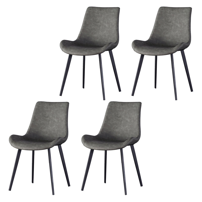 Contemporary Dining Chairs Kitchen Faux Leather Parsons Chair with Carbon Steel Legs Grey Set of 4 Clearhalo ' kitchen&dining_furn' 'Dining Chairs' 'Dining Tables & Seating' 'dining_chair' 'Furniture' 'furniture_dining_chair' 'Kitchen & Dining Furniture' 'kitchen' 3597565