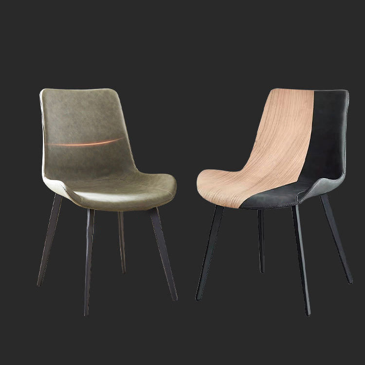 Contemporary Dining Chairs Kitchen Faux Leather Parsons Chair with Carbon Steel Legs Clearhalo ' kitchen&dining_furn' 'Dining Chairs' 'Dining Tables & Seating' 'dining_chair' 'Furniture' 'furniture_dining_chair' 'Kitchen & Dining Furniture' 'kitchen' 3597569