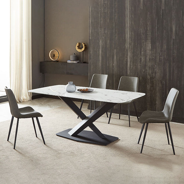 Contemporary Dining Chairs Kitchen Faux Leather Parsons Chair with Carbon Steel Legs Clearhalo ' kitchen&dining_furn' 'Dining Chairs' 'Dining Tables & Seating' 'dining_chair' 'Furniture' 'furniture_dining_chair' 'Kitchen & Dining Furniture' 'kitchen' 3597571