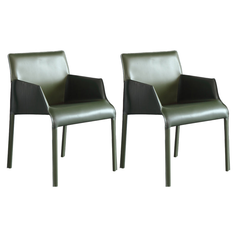 Faux Leather Modern Dining Room Chair Matte Finish Solid Back Dining Arm Chair Green 2 Piece Set Clearhalo ' kitchen&dining_furn' 'Dining Chairs' 'Dining Tables & Seating' 'dining_chair' 'furn' 'furn_dining_chair' 'Furniture' 'furniture_dining_chair' 'Kitchen & Dining Furniture' 'kitchen' 3597577