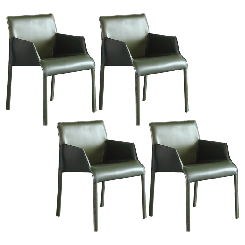 Faux Leather Modern Dining Room Chair Matte Finish Solid Back Dining Arm Chair Green 4 Piece Set Clearhalo ' kitchen&dining_furn' 'Dining Chairs' 'Dining Tables & Seating' 'dining_chair' 'furn' 'furn_dining_chair' 'Furniture' 'furniture_dining_chair' 'Kitchen & Dining Furniture' 'kitchen' 3597578