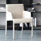 Faux Leather Modern Dining Room Chair Matte Finish Solid Back Dining Arm Chair Off-White 1 Piece Clearhalo ' kitchen&dining_furn' 'Dining Chairs' 'Dining Tables & Seating' 'dining_chair' 'furn' 'furn_dining_chair' 'Furniture' 'furniture_dining_chair' 'Kitchen & Dining Furniture' 'kitchen' 3597584
