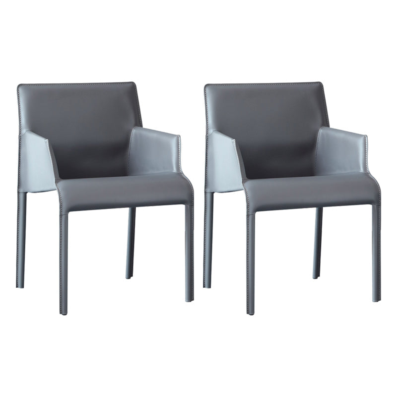 Faux Leather Modern Dining Room Chair Matte Finish Solid Back Dining Arm Chair Grey 2 Piece Set Clearhalo ' kitchen&dining_furn' 'Dining Chairs' 'Dining Tables & Seating' 'dining_chair' 'furn' 'furn_dining_chair' 'Furniture' 'furniture_dining_chair' 'Kitchen & Dining Furniture' 'kitchen' 3597592