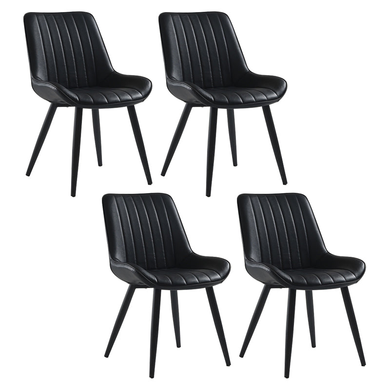 Nordic Cushioned Dining Chair 33"H Parsons Chair with Metal Base for Restaurant Black 4 Piece Set Black Clearhalo ' kitchen&dining_furn' 'Dining Chairs' 'Dining Tables & Seating' 'dining_chair' 'furn' 'furn_dining_chair' 'Furniture' 'furniture_dining_chair' 'Kitchen & Dining Furniture' 'kitchen' 3597604