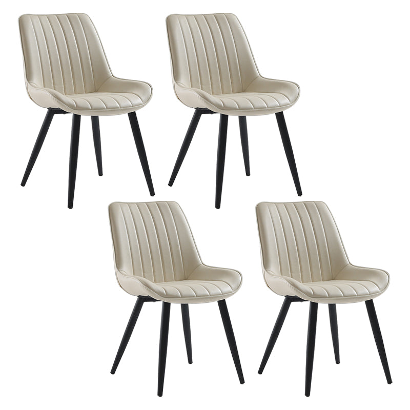 Nordic Cushioned Dining Chair 33"H Parsons Chair with Metal Base for Restaurant Off-White 4 Piece Set Black Clearhalo ' kitchen&dining_furn' 'Dining Chairs' 'Dining Tables & Seating' 'dining_chair' 'furn' 'furn_dining_chair' 'Furniture' 'furniture_dining_chair' 'Kitchen & Dining Furniture' 'kitchen' 3597608