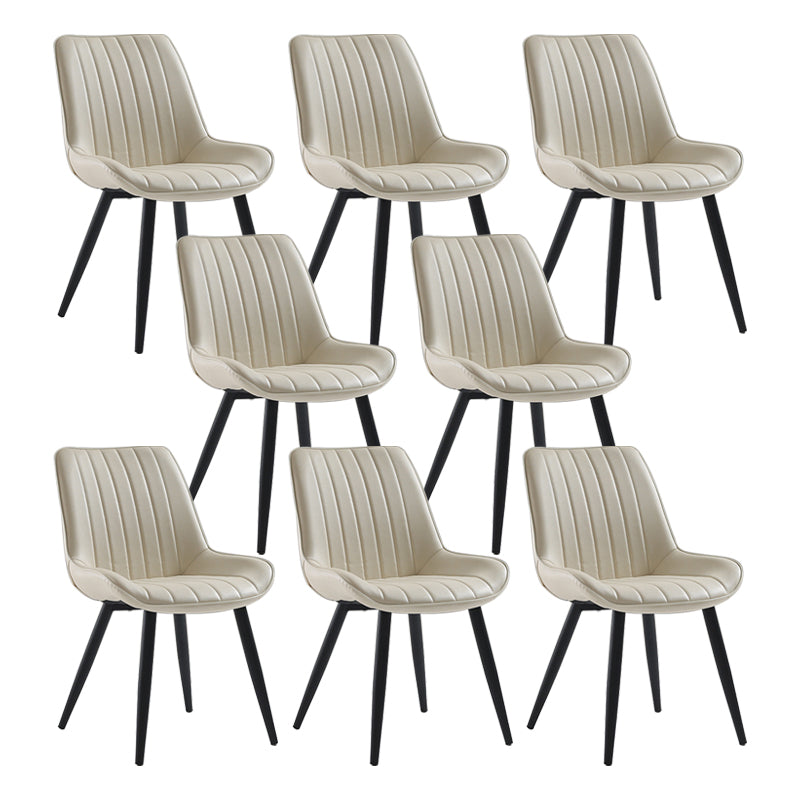 Nordic Cushioned Dining Chair 33"H Parsons Chair with Metal Base for Restaurant Off-White 8 Piece Set Black Clearhalo ' kitchen&dining_furn' 'Dining Chairs' 'Dining Tables & Seating' 'dining_chair' 'furn' 'furn_dining_chair' 'Furniture' 'furniture_dining_chair' 'Kitchen & Dining Furniture' 'kitchen' 3597610