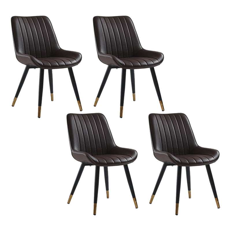 Nordic Cushioned Dining Chair 33"H Parsons Chair with Metal Base for Restaurant Brown 4 Piece Set Brass Gold Clearhalo ' kitchen&dining_furn' 'Dining Chairs' 'Dining Tables & Seating' 'dining_chair' 'furn' 'furn_dining_chair' 'Furniture' 'furniture_dining_chair' 'Kitchen & Dining Furniture' 'kitchen' 3597612