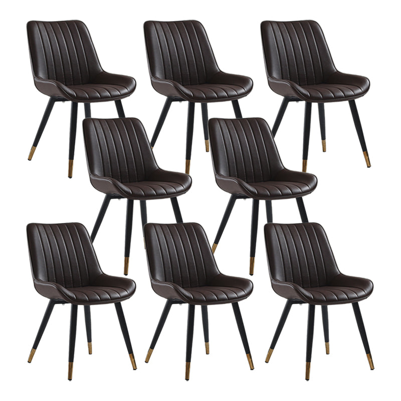 Nordic Cushioned Dining Chair 33"H Parsons Chair with Metal Base for Restaurant Brown 8 Piece Set Brass Gold Clearhalo ' kitchen&dining_furn' 'Dining Chairs' 'Dining Tables & Seating' 'dining_chair' 'furn' 'furn_dining_chair' 'Furniture' 'furniture_dining_chair' 'Kitchen & Dining Furniture' 'kitchen' 3597613