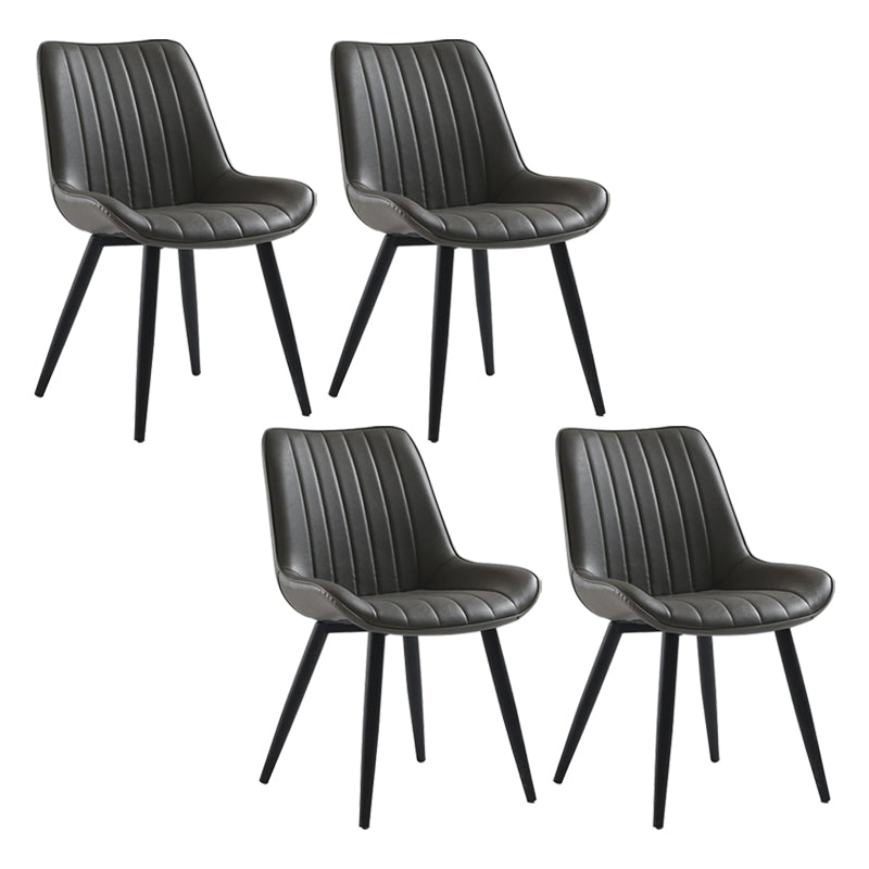 Nordic Cushioned Dining Chair 33"H Parsons Chair with Metal Base for Restaurant Grey 4 Piece Set Black Clearhalo ' kitchen&dining_furn' 'Dining Chairs' 'Dining Tables & Seating' 'dining_chair' 'furn' 'furn_dining_chair' 'Furniture' 'furniture_dining_chair' 'Kitchen & Dining Furniture' 'kitchen' 3597621