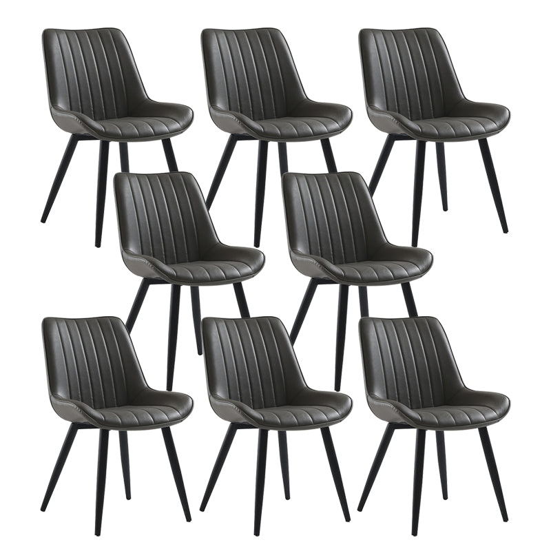 Nordic Cushioned Dining Chair 33"H Parsons Chair with Metal Base for Restaurant Grey 8 Piece Set Black Clearhalo ' kitchen&dining_furn' 'Dining Chairs' 'Dining Tables & Seating' 'dining_chair' 'furn' 'furn_dining_chair' 'Furniture' 'furniture_dining_chair' 'Kitchen & Dining Furniture' 'kitchen' 3597622