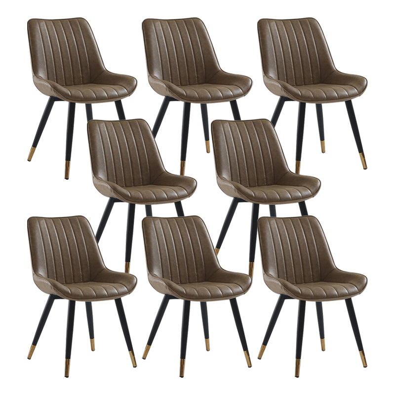 Nordic Cushioned Dining Chair 33"H Parsons Chair with Metal Base for Restaurant Khaki 8 Piece Set Brass Gold Clearhalo ' kitchen&dining_furn' 'Dining Chairs' 'Dining Tables & Seating' 'dining_chair' 'furn' 'furn_dining_chair' 'Furniture' 'furniture_dining_chair' 'Kitchen & Dining Furniture' 'kitchen' 3597624