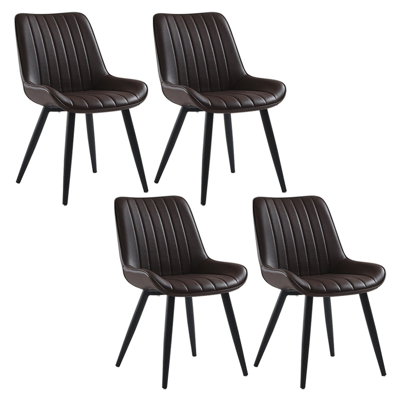 Nordic Cushioned Dining Chair 33"H Parsons Chair with Metal Base for Restaurant Brown 4 Piece Set Black Clearhalo ' kitchen&dining_furn' 'Dining Chairs' 'Dining Tables & Seating' 'dining_chair' 'furn' 'furn_dining_chair' 'Furniture' 'furniture_dining_chair' 'Kitchen & Dining Furniture' 'kitchen' 3597627