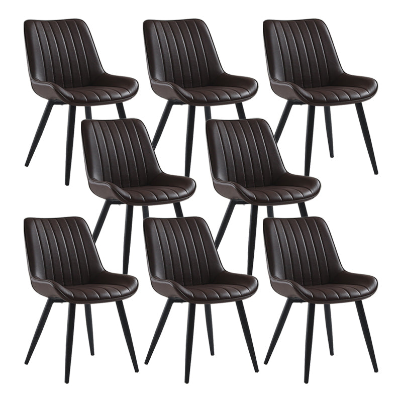 Nordic Cushioned Dining Chair 33"H Parsons Chair with Metal Base for Restaurant Brown 8 Piece Set Black Clearhalo ' kitchen&dining_furn' 'Dining Chairs' 'Dining Tables & Seating' 'dining_chair' 'furn' 'furn_dining_chair' 'Furniture' 'furniture_dining_chair' 'Kitchen & Dining Furniture' 'kitchen' 3597628