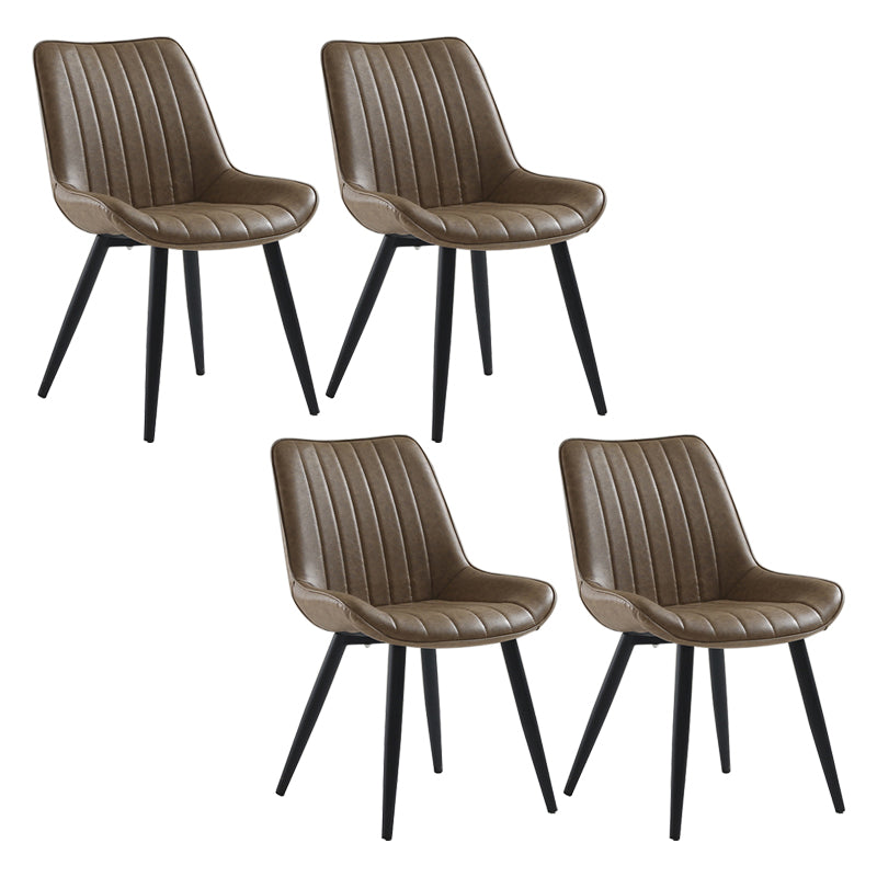 Nordic Cushioned Dining Chair 33"H Parsons Chair with Metal Base for Restaurant Khaki 4 Piece Set Black Clearhalo ' kitchen&dining_furn' 'Dining Chairs' 'Dining Tables & Seating' 'dining_chair' 'furn' 'furn_dining_chair' 'Furniture' 'furniture_dining_chair' 'Kitchen & Dining Furniture' 'kitchen' 3597629