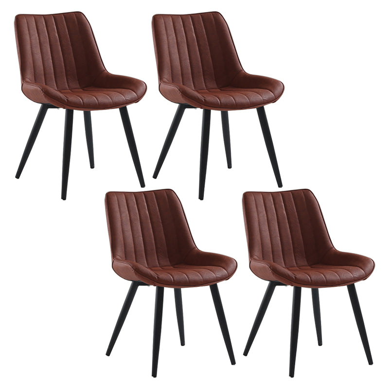 Nordic Cushioned Dining Chair 33"H Parsons Chair with Metal Base for Restaurant Red 4 Piece Set Black Clearhalo ' kitchen&dining_furn' 'Dining Chairs' 'Dining Tables & Seating' 'dining_chair' 'furn' 'furn_dining_chair' 'Furniture' 'furniture_dining_chair' 'Kitchen & Dining Furniture' 'kitchen' 3597631