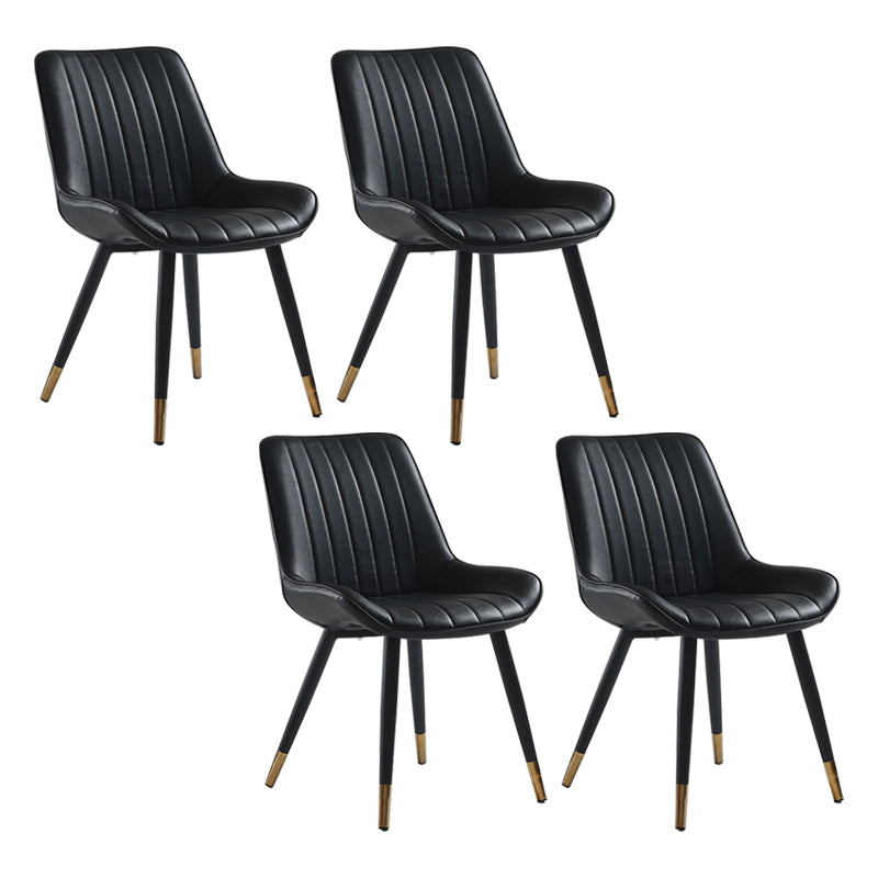 Nordic Cushioned Dining Chair 33"H Parsons Chair with Metal Base for Restaurant Black 4 Piece Set Brass Gold Clearhalo ' kitchen&dining_furn' 'Dining Chairs' 'Dining Tables & Seating' 'dining_chair' 'furn' 'furn_dining_chair' 'Furniture' 'furniture_dining_chair' 'Kitchen & Dining Furniture' 'kitchen' 3597635