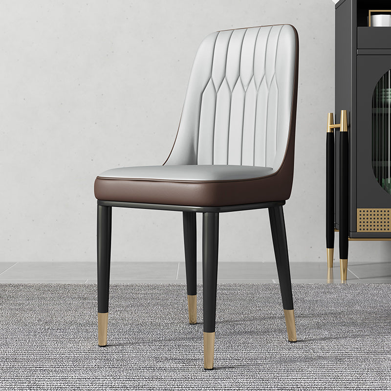 Metal Dining Room Side Chair Modern Style Parsons Armless Dining Chairs Grey 1 Piece Brass Gold Clearhalo ' kitchen&dining_furn' 'Dining Chairs' 'Dining Tables & Seating' 'dining_chair' 'furn' 'furn_dining_chair' 'Furniture' 'furniture_dining_chair' 'Kitchen & Dining Furniture' 'kitchen' 3597666