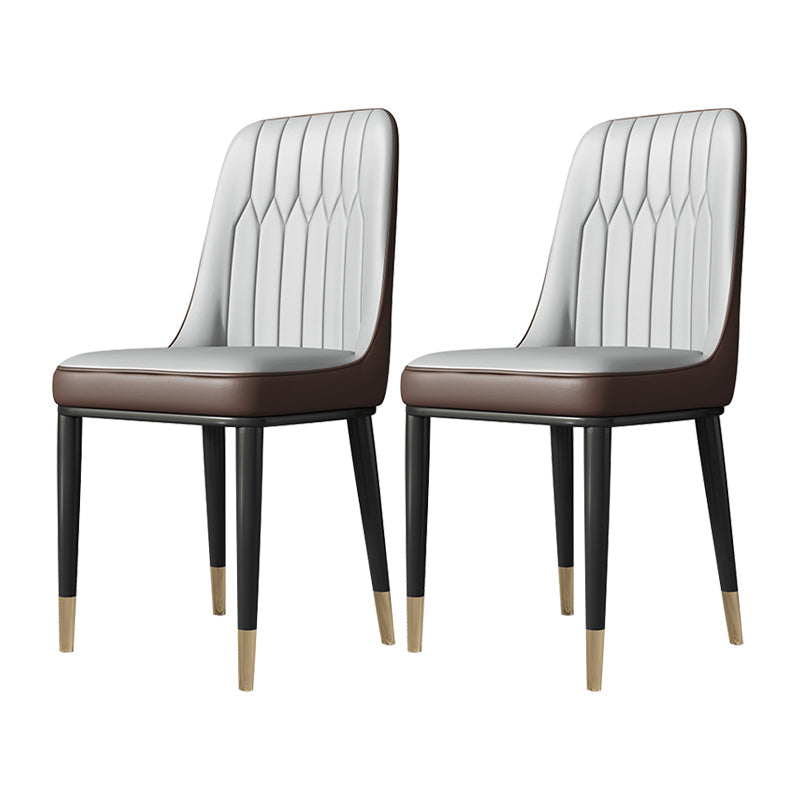 Metal Dining Room Side Chair Modern Style Parsons Armless Dining Chairs Grey 2 Piece Set Brass Gold Clearhalo ' kitchen&dining_furn' 'Dining Chairs' 'Dining Tables & Seating' 'dining_chair' 'furn' 'furn_dining_chair' 'Furniture' 'furniture_dining_chair' 'Kitchen & Dining Furniture' 'kitchen' 3597668