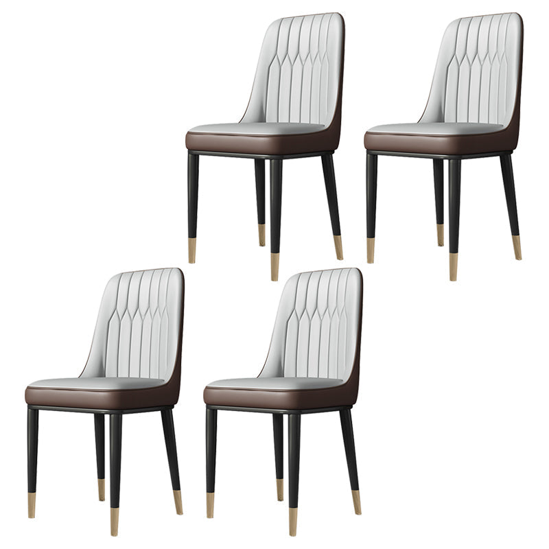 Metal Dining Room Side Chair Modern Style Parsons Armless Dining Chairs Grey 4 Piece Set Brass Gold Clearhalo ' kitchen&dining_furn' 'Dining Chairs' 'Dining Tables & Seating' 'dining_chair' 'furn' 'furn_dining_chair' 'Furniture' 'furniture_dining_chair' 'Kitchen & Dining Furniture' 'kitchen' 3597671