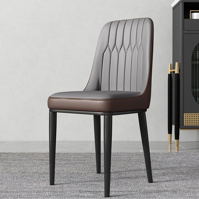 Metal Dining Room Side Chair Modern Style Parsons Armless Dining Chairs Dark Gray 1 Piece Black Clearhalo ' kitchen&dining_furn' 'Dining Chairs' 'Dining Tables & Seating' 'dining_chair' 'furn' 'furn_dining_chair' 'Furniture' 'furniture_dining_chair' 'Kitchen & Dining Furniture' 'kitchen' 3597673