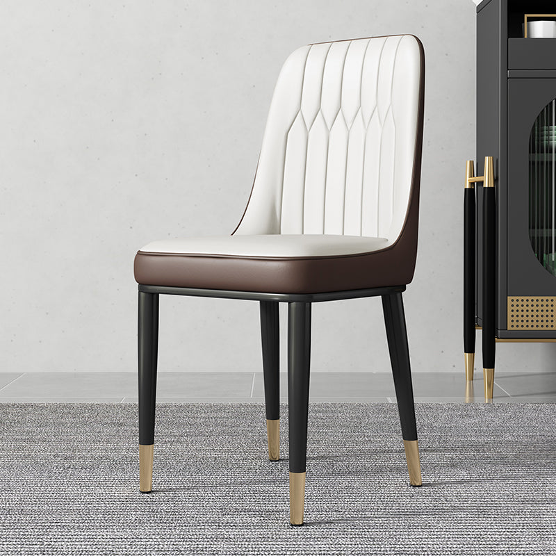 Metal Dining Room Side Chair Modern Style Parsons Armless Dining Chairs Off-White 1 Piece Brass Gold Clearhalo ' kitchen&dining_furn' 'Dining Chairs' 'Dining Tables & Seating' 'dining_chair' 'furn' 'furn_dining_chair' 'Furniture' 'furniture_dining_chair' 'Kitchen & Dining Furniture' 'kitchen' 3597681