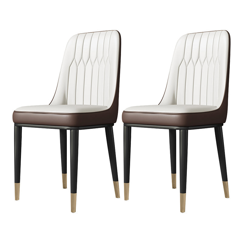 Metal Dining Room Side Chair Modern Style Parsons Armless Dining Chairs Off-White 2 Piece Set Brass Gold Clearhalo ' kitchen&dining_furn' 'Dining Chairs' 'Dining Tables & Seating' 'dining_chair' 'furn' 'furn_dining_chair' 'Furniture' 'furniture_dining_chair' 'Kitchen & Dining Furniture' 'kitchen' 3597682