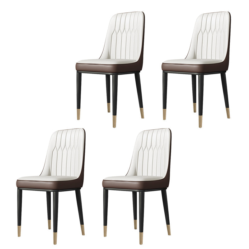 Metal Dining Room Side Chair Modern Style Parsons Armless Dining Chairs Off-White 4 Piece Set Brass Gold Clearhalo ' kitchen&dining_furn' 'Dining Chairs' 'Dining Tables & Seating' 'dining_chair' 'furn' 'furn_dining_chair' 'Furniture' 'furniture_dining_chair' 'Kitchen & Dining Furniture' 'kitchen' 3597683