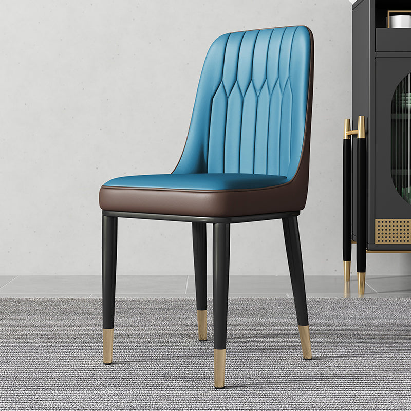 Metal Dining Room Side Chair Modern Style Parsons Armless Dining Chairs Blue 1 Piece Brass Gold Clearhalo ' kitchen&dining_furn' 'Dining Chairs' 'Dining Tables & Seating' 'dining_chair' 'furn' 'furn_dining_chair' 'Furniture' 'furniture_dining_chair' 'Kitchen & Dining Furniture' 'kitchen' 3597687