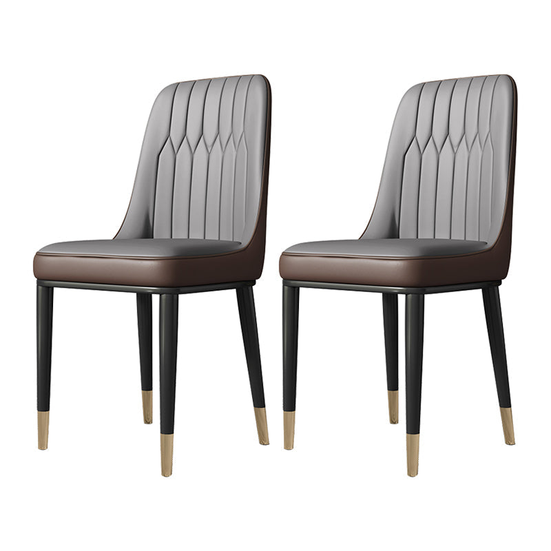 Metal Dining Room Side Chair Modern Style Parsons Armless Dining Chairs Light Gray 2 Piece Set Brass Gold Clearhalo ' kitchen&dining_furn' 'Dining Chairs' 'Dining Tables & Seating' 'dining_chair' 'furn' 'furn_dining_chair' 'Furniture' 'furniture_dining_chair' 'Kitchen & Dining Furniture' 'kitchen' 3597691