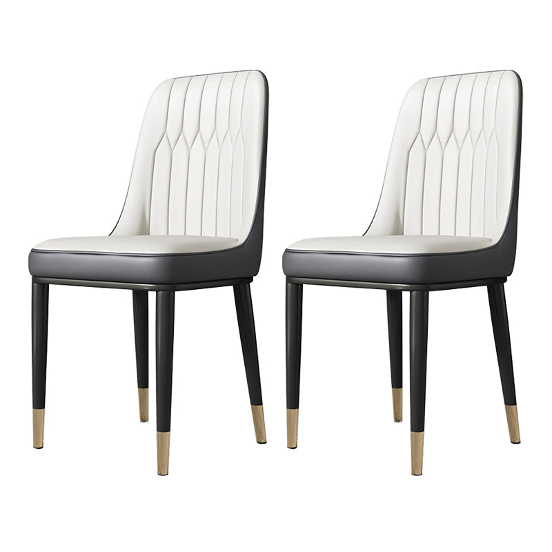 Metal Dining Room Side Chair Modern Style Parsons Armless Dining Chairs White 2 Piece Set Brass Gold Clearhalo ' kitchen&dining_furn' 'Dining Chairs' 'Dining Tables & Seating' 'dining_chair' 'furn' 'furn_dining_chair' 'Furniture' 'furniture_dining_chair' 'Kitchen & Dining Furniture' 'kitchen' 3597703