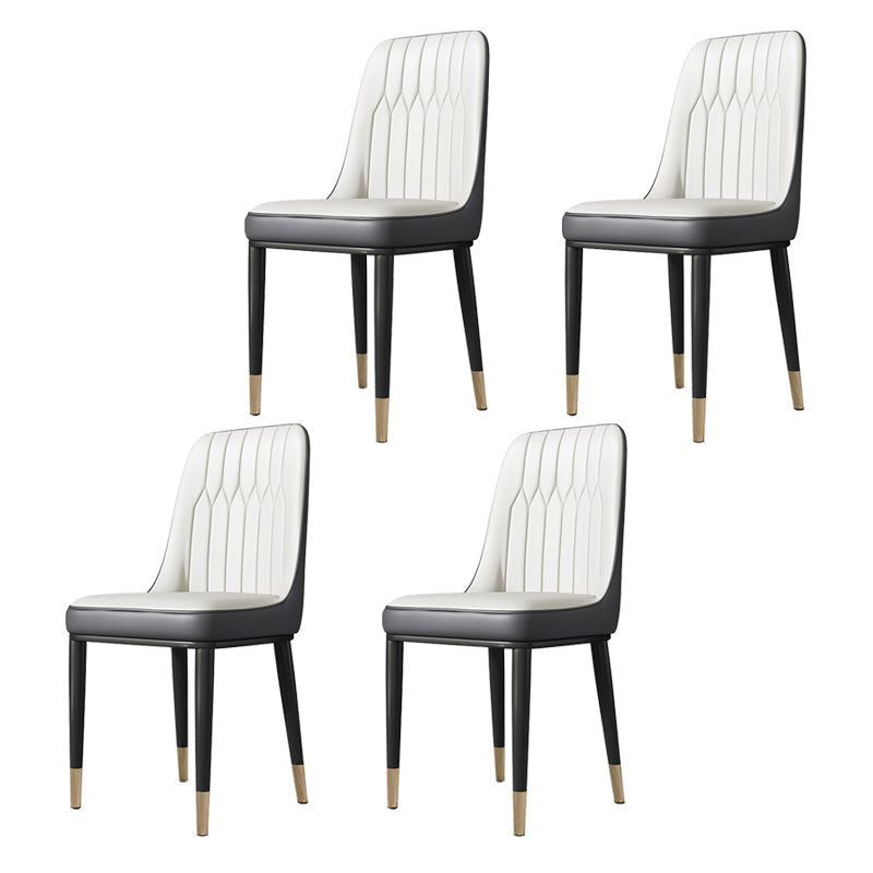 Metal Dining Room Side Chair Modern Style Parsons Armless Dining Chairs White 4 Piece Set Brass Gold Clearhalo ' kitchen&dining_furn' 'Dining Chairs' 'Dining Tables & Seating' 'dining_chair' 'furn' 'furn_dining_chair' 'Furniture' 'furniture_dining_chair' 'Kitchen & Dining Furniture' 'kitchen' 3597704