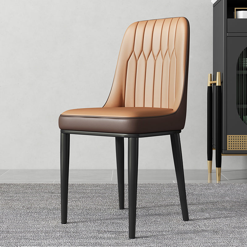 Metal Dining Room Side Chair Modern Style Parsons Armless Dining Chairs Camel 1 Piece Black Clearhalo ' kitchen&dining_furn' 'Dining Chairs' 'Dining Tables & Seating' 'dining_chair' 'furn' 'furn_dining_chair' 'Furniture' 'furniture_dining_chair' 'Kitchen & Dining Furniture' 'kitchen' 3597705