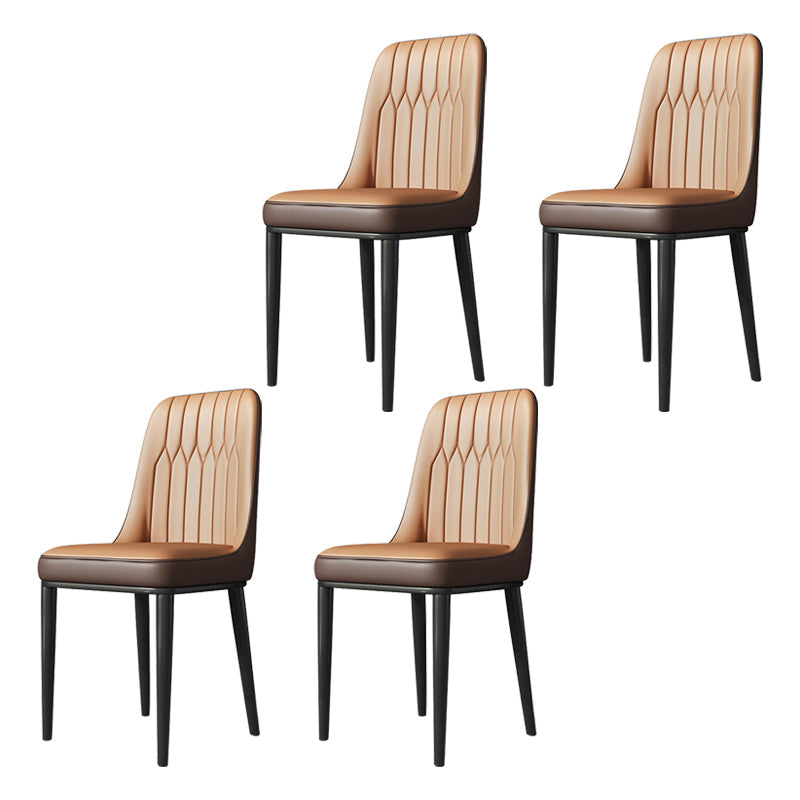 Metal Dining Room Side Chair Modern Style Parsons Armless Dining Chairs Camel 4 Piece Set Black Clearhalo ' kitchen&dining_furn' 'Dining Chairs' 'Dining Tables & Seating' 'dining_chair' 'furn' 'furn_dining_chair' 'Furniture' 'furniture_dining_chair' 'Kitchen & Dining Furniture' 'kitchen' 3597707