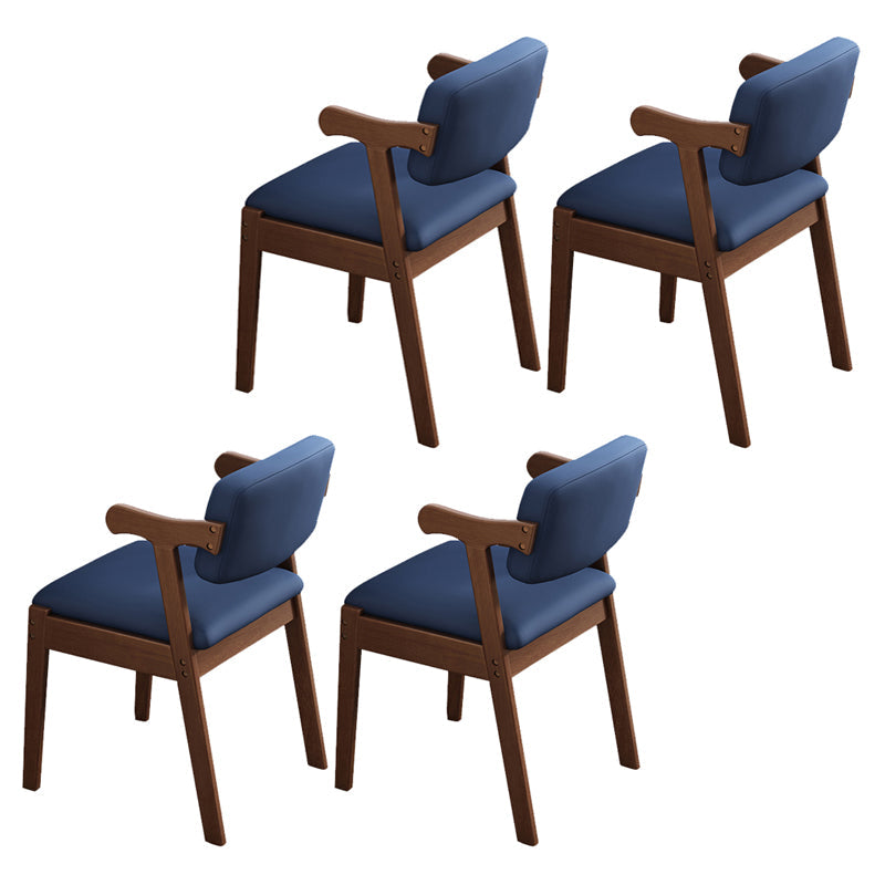 Contemporary Wood Indoor Open Back Dining Side Chair 20'' Wide Dining Chair Blue 4 Piece Set Walnut Clearhalo ' kitchen&dining_furn' 'Dining Chairs' 'Dining Tables & Seating' 'dining_chair' 'furn' 'furn_dining_chair' 'Furniture' 'furniture_dining_chair' 'Kitchen & Dining Furniture' 'kitchen' 3597733