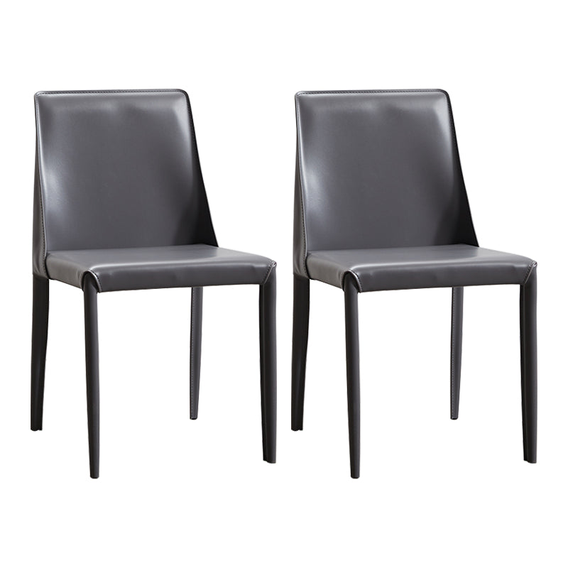 Faux Leather Contemporary Dining Room Chairs Matte Finish Solid Back Dining Arm Chairs Dark Gray 2 Piece Set Clearhalo ' kitchen&dining_furn' 'Dining Chairs' 'Dining Tables & Seating' 'dining_chair' 'furn' 'furn_dining_chair' 'Furniture' 'furniture_dining_chair' 'Kitchen & Dining Furniture' 'kitchen' 3597742
