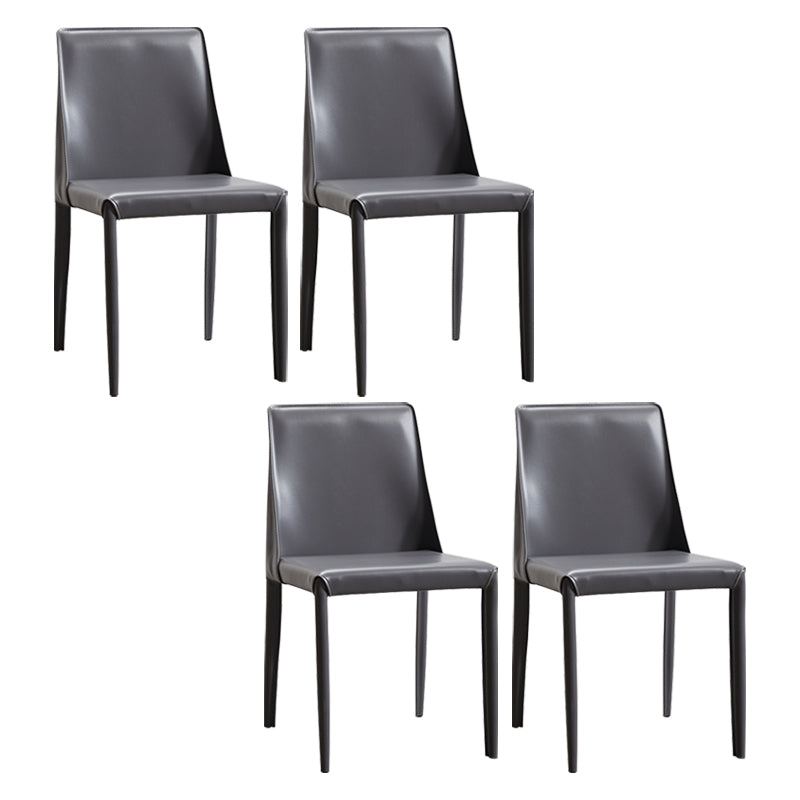Faux Leather Contemporary Dining Room Chairs Matte Finish Solid Back Dining Arm Chairs Dark Gray 4 Piece Set Clearhalo ' kitchen&dining_furn' 'Dining Chairs' 'Dining Tables & Seating' 'dining_chair' 'furn' 'furn_dining_chair' 'Furniture' 'furniture_dining_chair' 'Kitchen & Dining Furniture' 'kitchen' 3597744