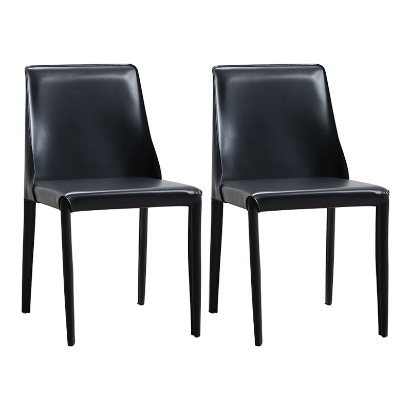 Faux Leather Contemporary Dining Room Chairs Matte Finish Solid Back Dining Arm Chairs Black 2 Piece Set Clearhalo ' kitchen&dining_furn' 'Dining Chairs' 'Dining Tables & Seating' 'dining_chair' 'furn' 'furn_dining_chair' 'Furniture' 'furniture_dining_chair' 'Kitchen & Dining Furniture' 'kitchen' 3597748