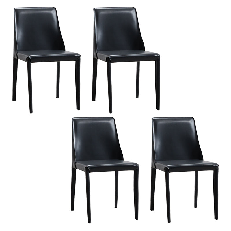 Faux Leather Contemporary Dining Room Chairs Matte Finish Solid Back Dining Arm Chairs Black 4 Piece Set Clearhalo ' kitchen&dining_furn' 'Dining Chairs' 'Dining Tables & Seating' 'dining_chair' 'furn' 'furn_dining_chair' 'Furniture' 'furniture_dining_chair' 'Kitchen & Dining Furniture' 'kitchen' 3597751