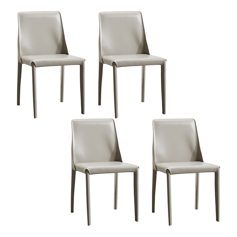 Faux Leather Contemporary Dining Room Chairs Matte Finish Solid Back Dining Arm Chairs Light Gray 4 Piece Set Clearhalo ' kitchen&dining_furn' 'Dining Chairs' 'Dining Tables & Seating' 'dining_chair' 'furn' 'furn_dining_chair' 'Furniture' 'furniture_dining_chair' 'Kitchen & Dining Furniture' 'kitchen' 3597756