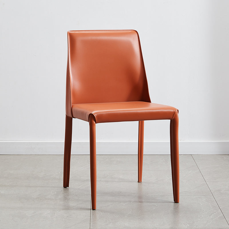 Faux Leather Contemporary Dining Room Chairs Matte Finish Solid Back Dining Arm Chairs Orange 1 Piece Clearhalo ' kitchen&dining_furn' 'Dining Chairs' 'Dining Tables & Seating' 'dining_chair' 'furn' 'furn_dining_chair' 'Furniture' 'furniture_dining_chair' 'Kitchen & Dining Furniture' 'kitchen' 3597758