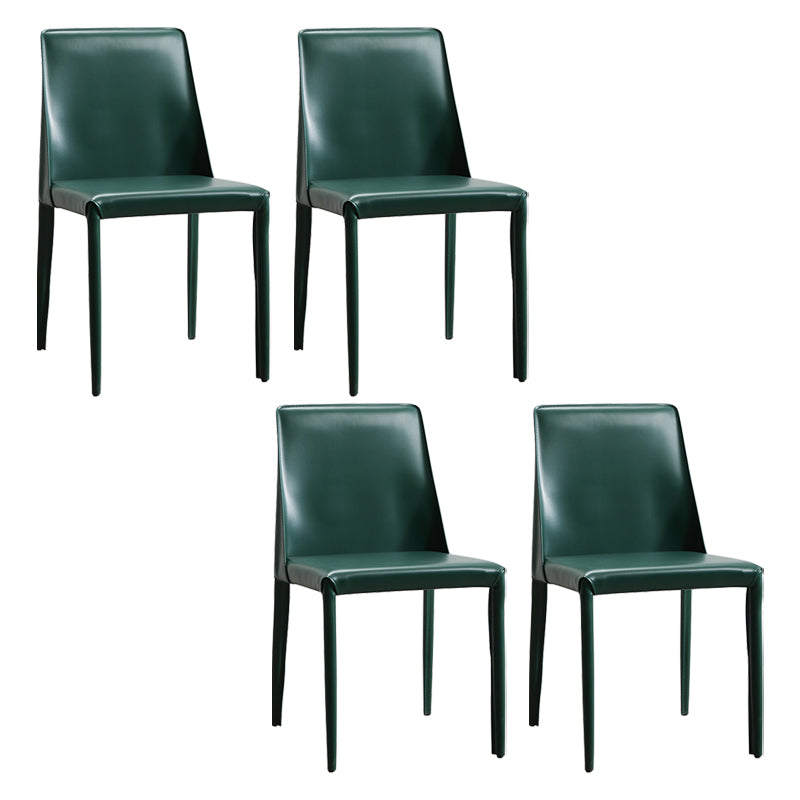 Faux Leather Contemporary Dining Room Chairs Matte Finish Solid Back Dining Arm Chairs Blackish Green 4 Piece Set Clearhalo ' kitchen&dining_furn' 'Dining Chairs' 'Dining Tables & Seating' 'dining_chair' 'furn' 'furn_dining_chair' 'Furniture' 'furniture_dining_chair' 'Kitchen & Dining Furniture' 'kitchen' 3597767