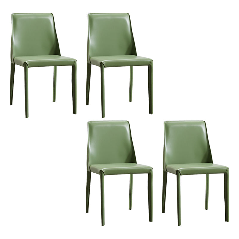 Faux Leather Contemporary Dining Room Chairs Matte Finish Solid Back Dining Arm Chairs Green 4 Piece Set Clearhalo ' kitchen&dining_furn' 'Dining Chairs' 'Dining Tables & Seating' 'dining_chair' 'furn' 'furn_dining_chair' 'Furniture' 'furniture_dining_chair' 'Kitchen & Dining Furniture' 'kitchen' 3597770